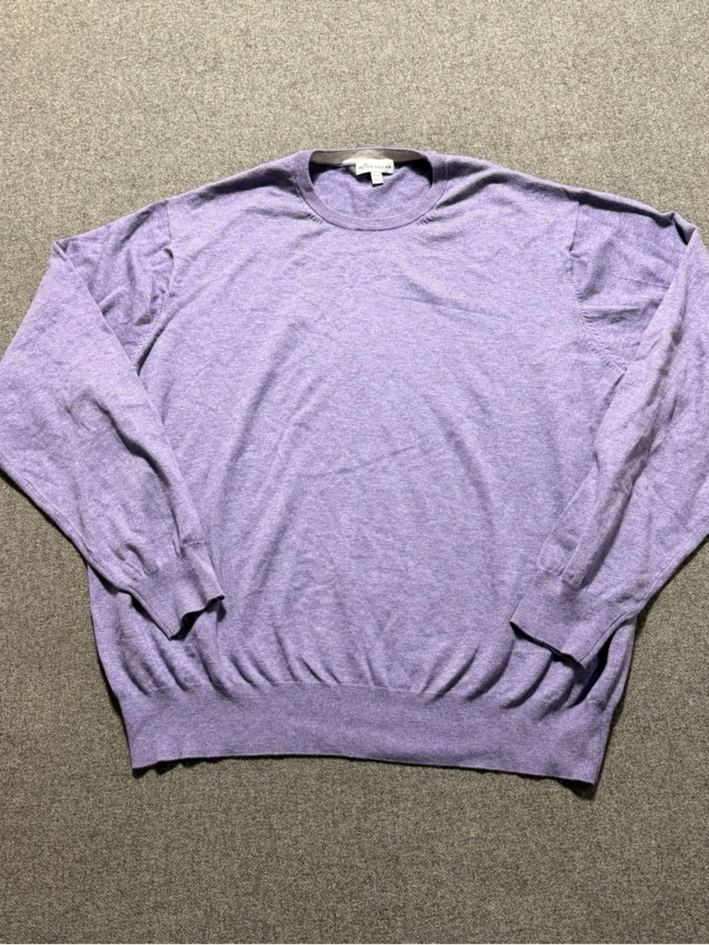 Peter Millar Crewneck Sweater Light Lavender Mens XL Cotton Silk Cashmere Nylon